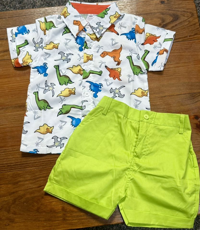 Bright Dinos Two Piece Short Sets