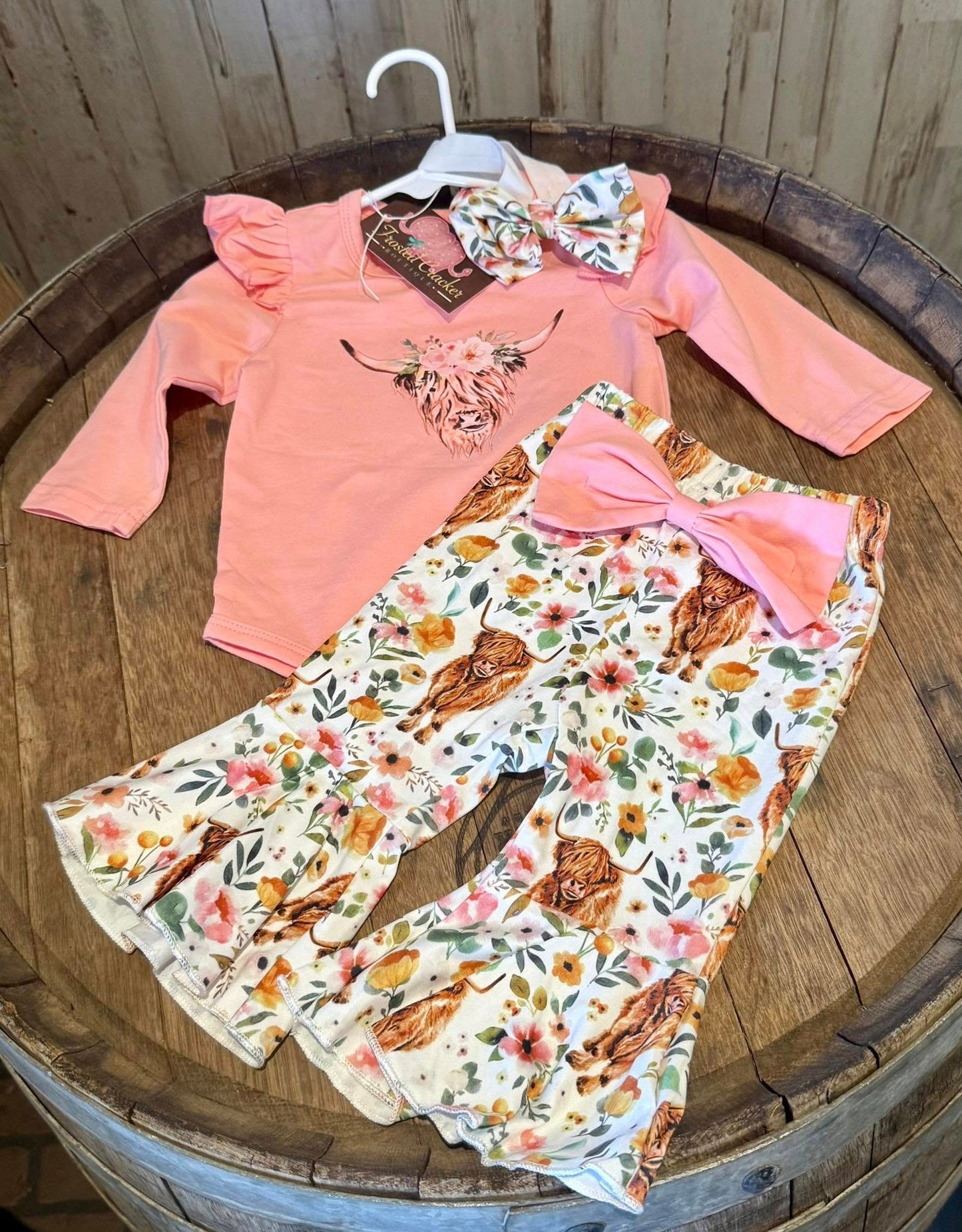 Highland Cow Flower Fields Two Piece Pants