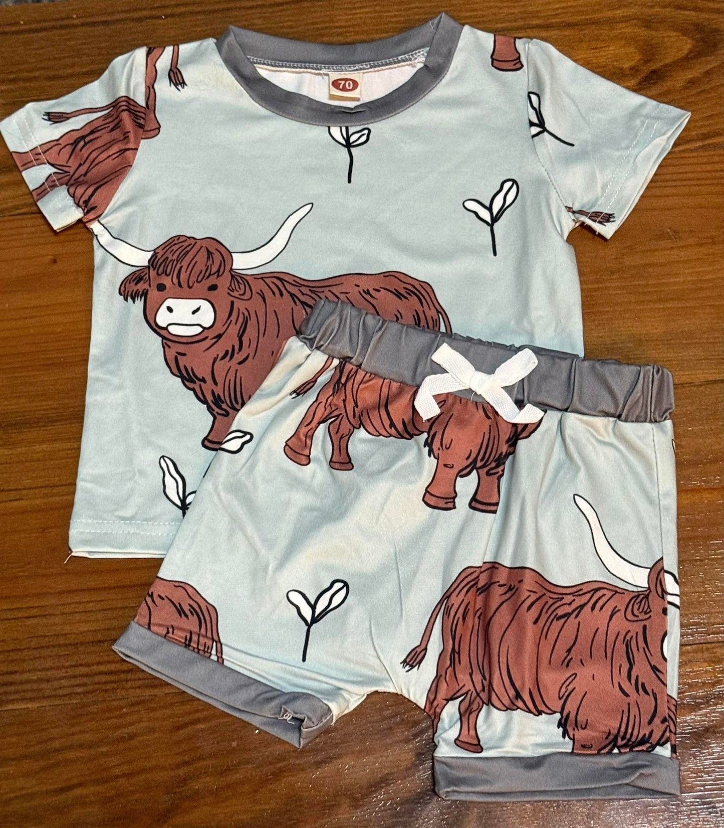 Highland Cow Two Piece Short Set