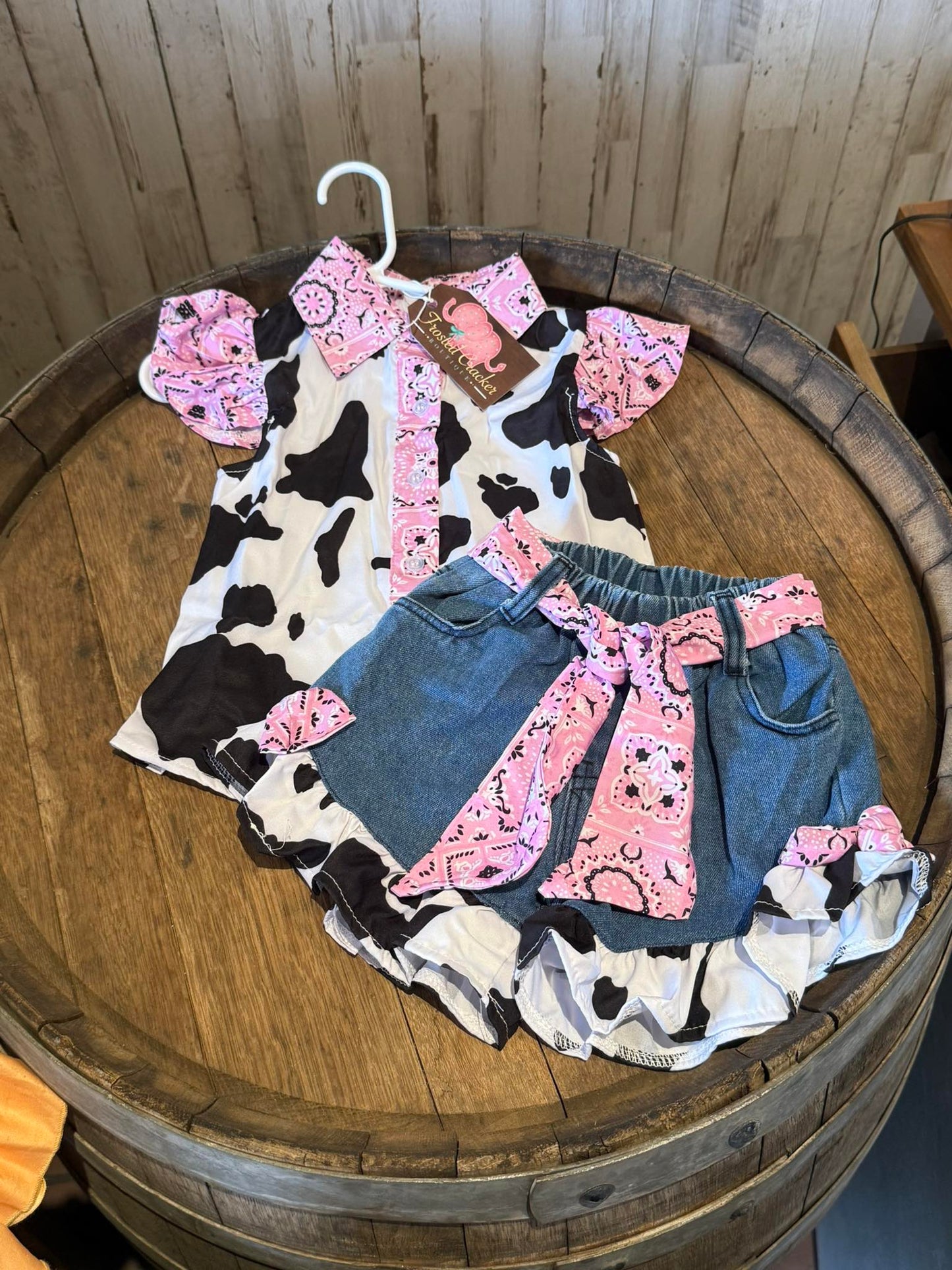 Pink & Black Country Jean Short Set