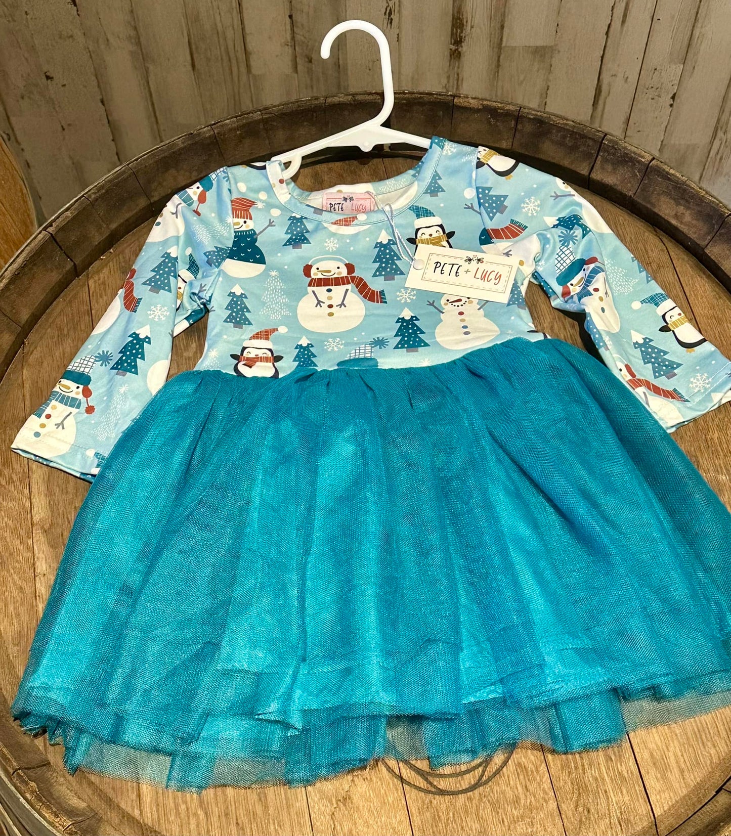 Snowman Village Dress With Tulle Skirt