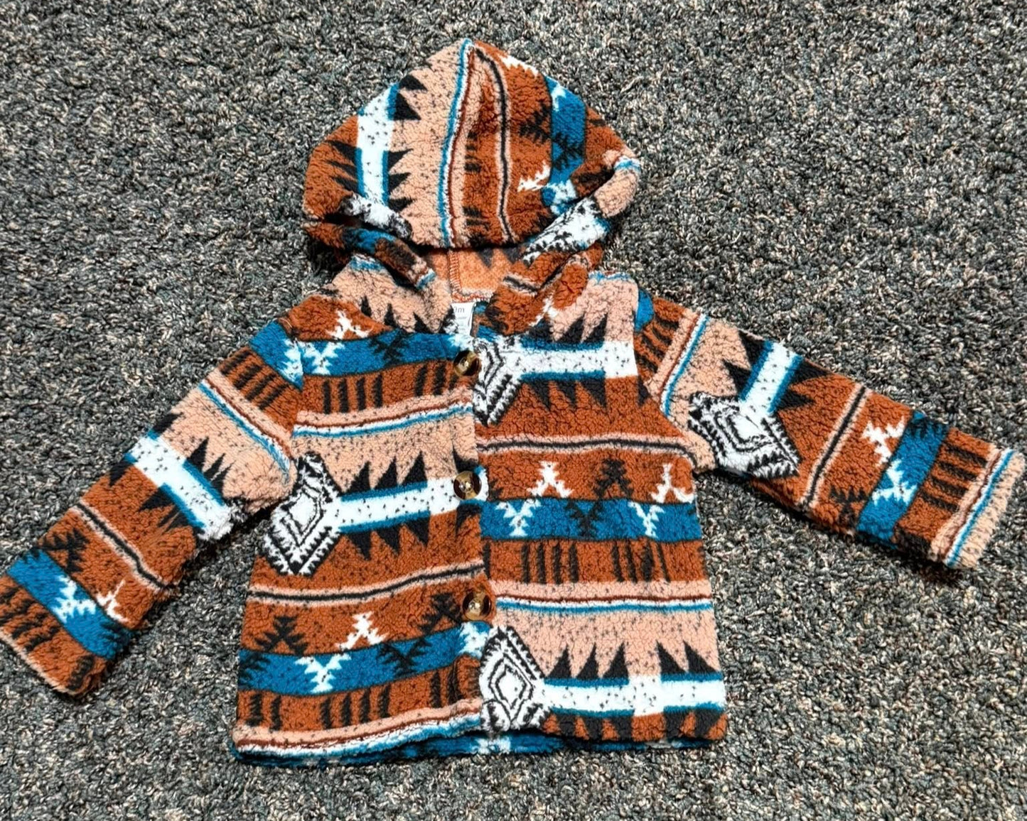 Aztec Button Jacket with Hood