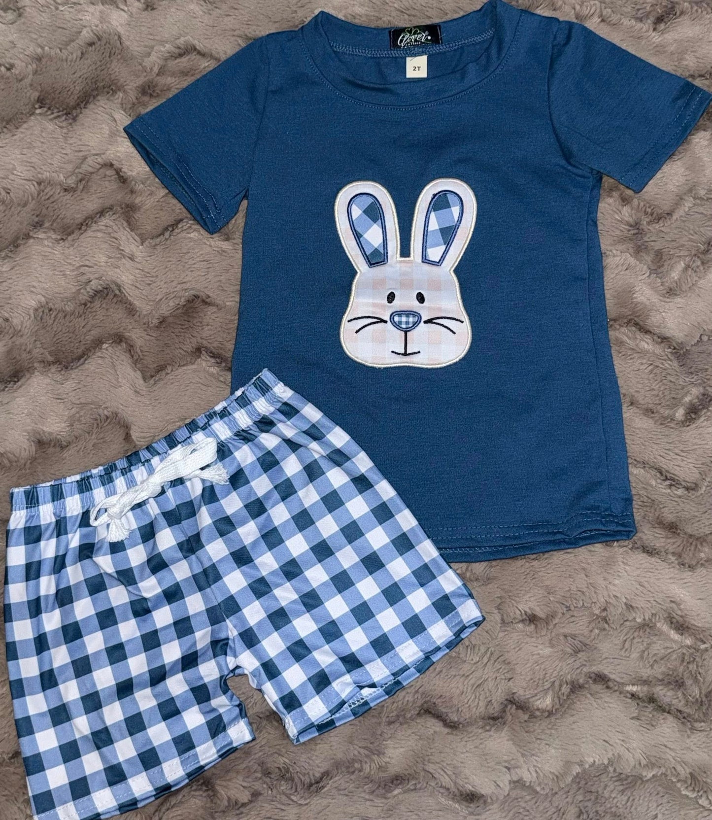 Blue Bunny Boy Short Set