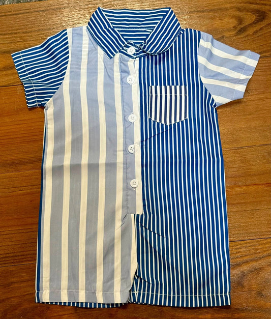 Blue Stripe Romper