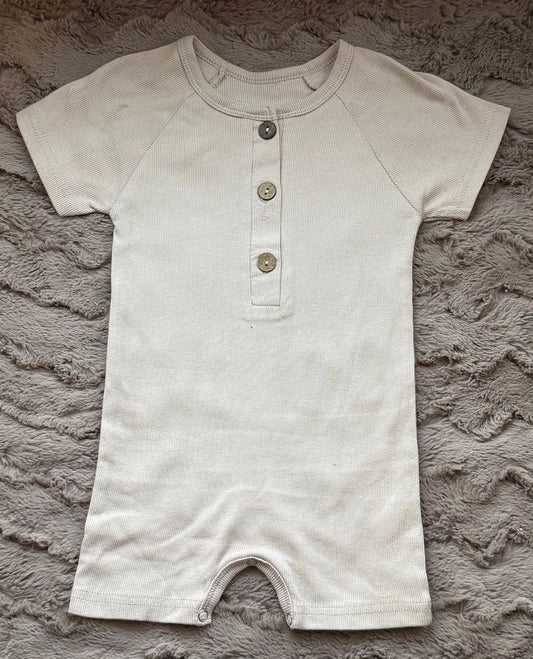 Boys Button Romper Beige Color