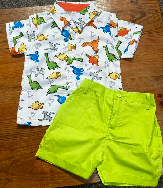 Bright Dinos Two Piece Short Sets