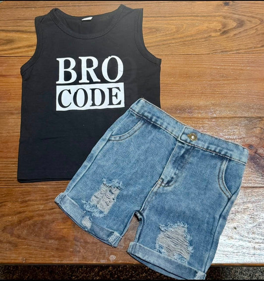 Bro Code Jean Short Set