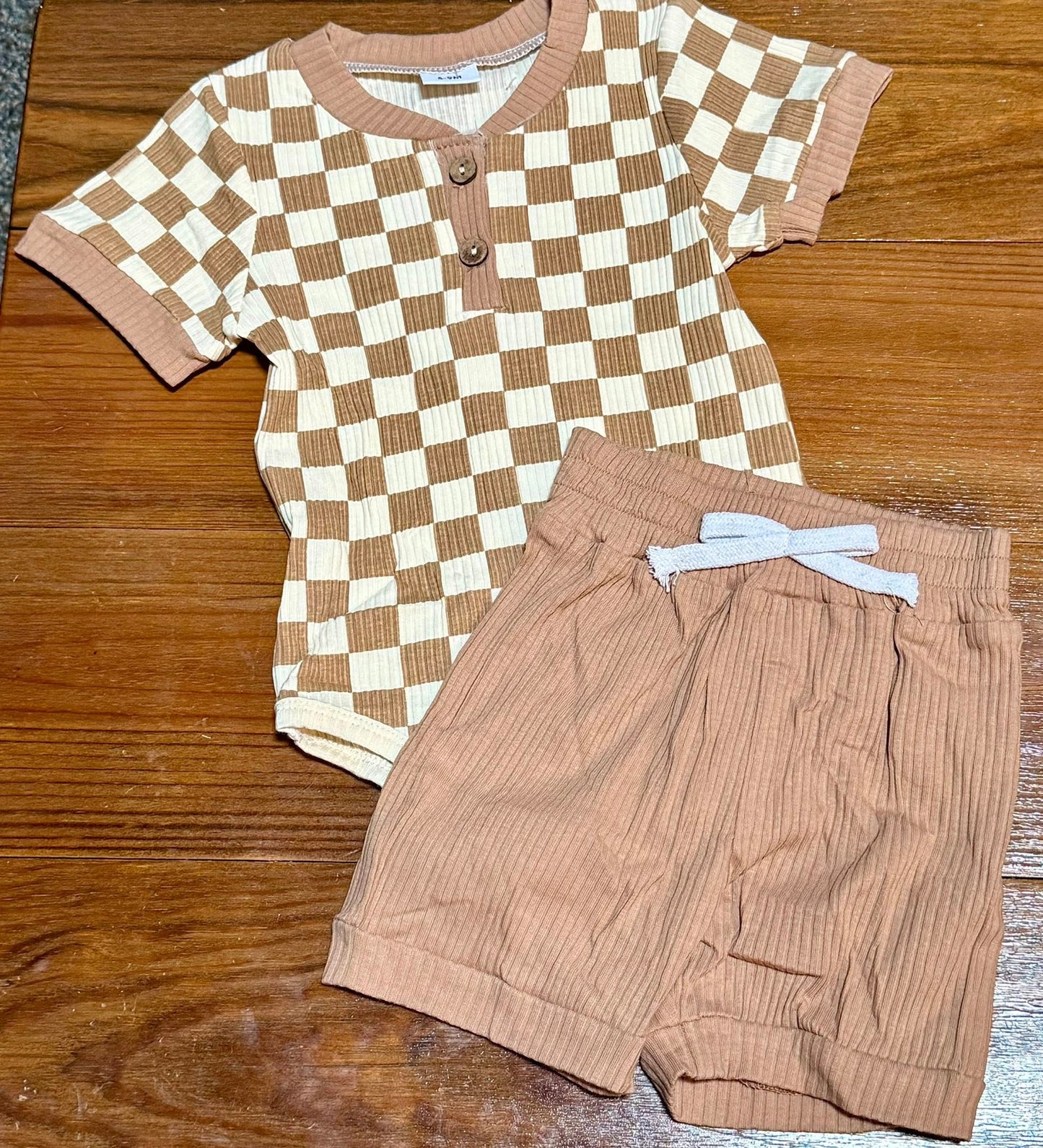 Brown Checkered Short Set