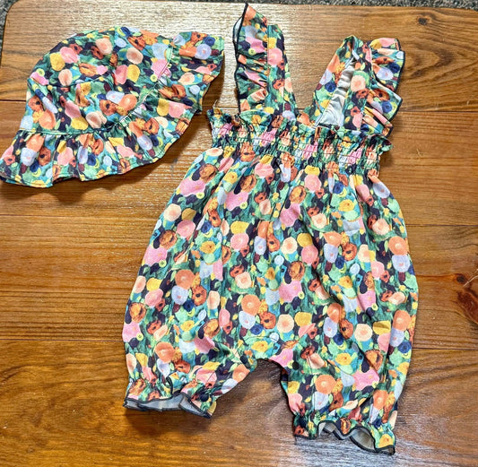 Flower Garden Romper With Hat