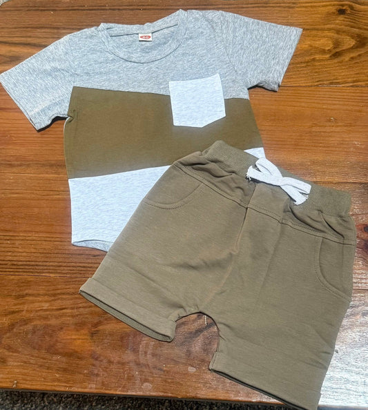 Green Gray Short Set