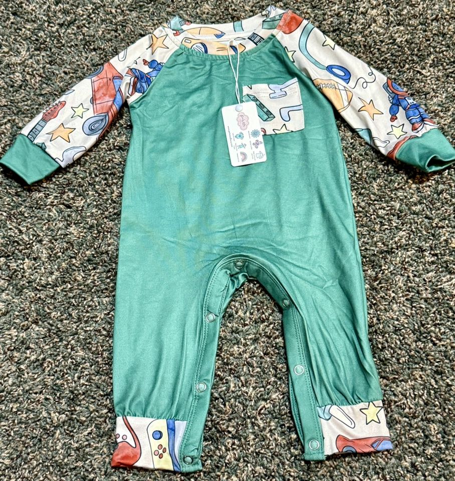 Green Space Boy Romper