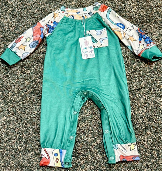 Green Space Boy Romper
