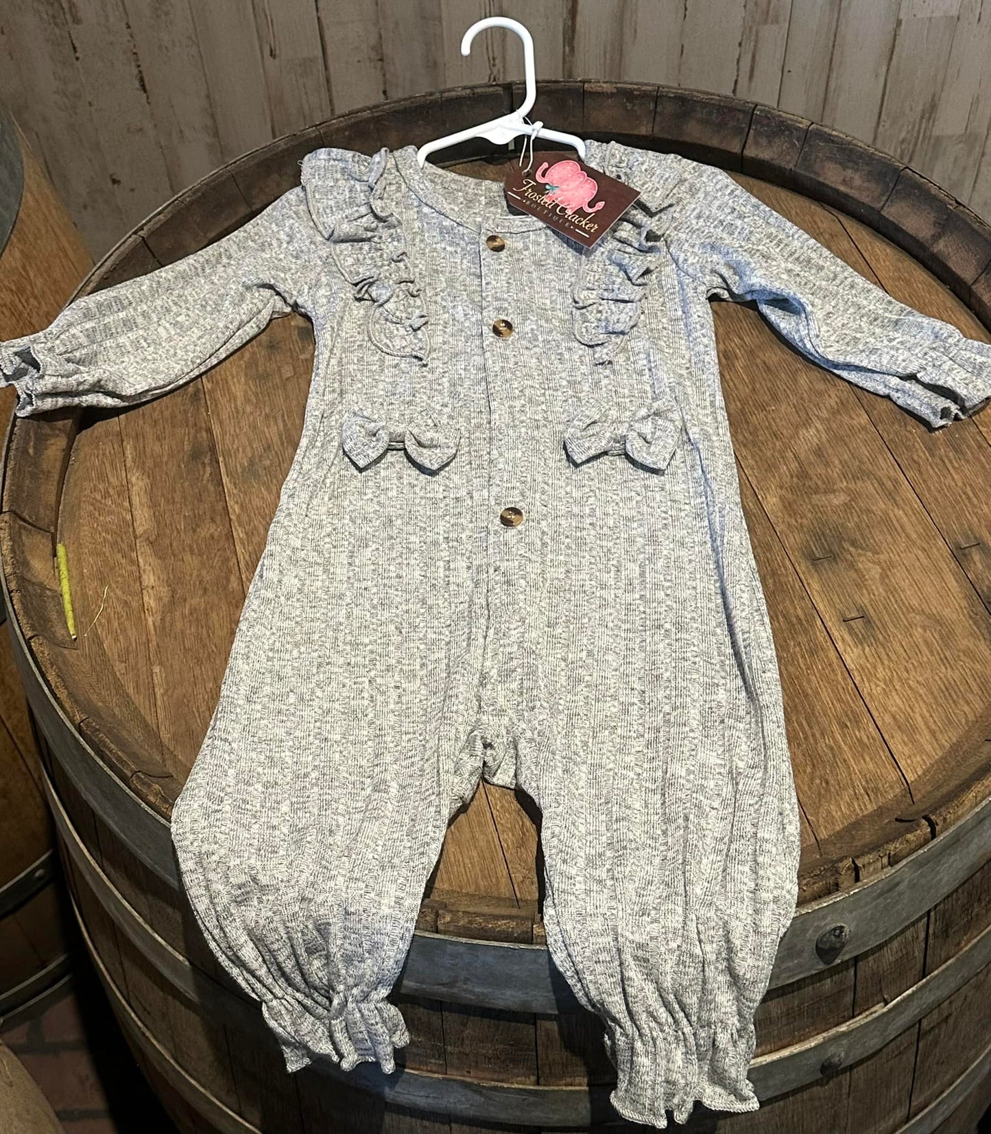 Gray Ruffles & Bows Romper