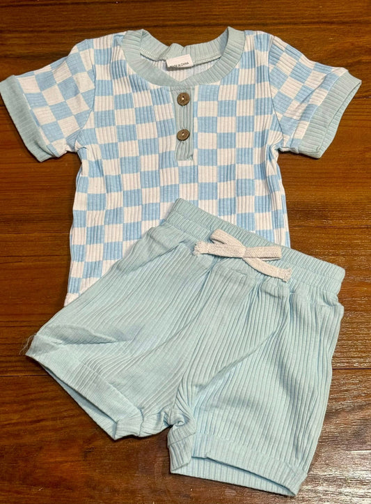 Light Blue Checks Two Piece
