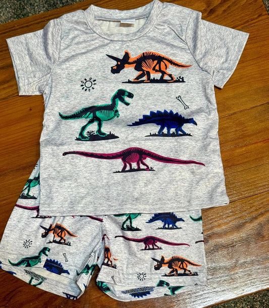 Neon Dinos Two Piece Short Sets