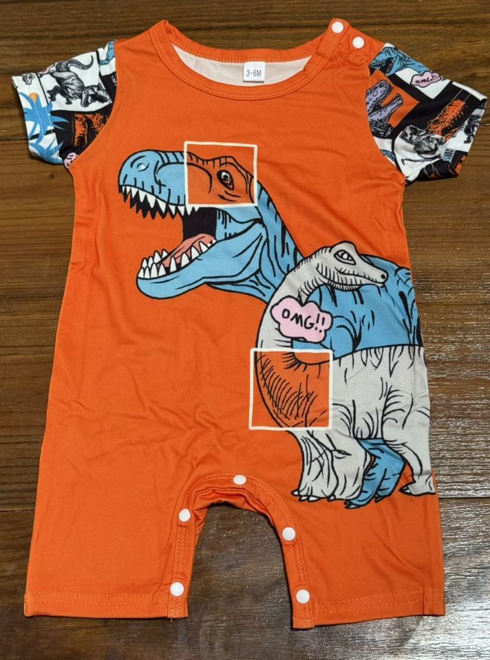 Orange Dino Romper