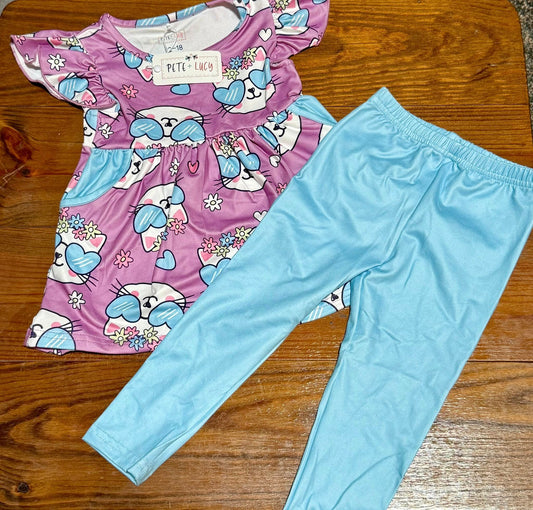 Pastal Kitty Pant Set