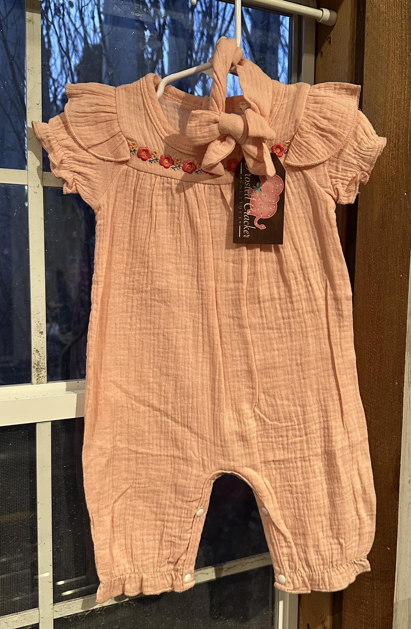 Simple Peach Flowers Romper