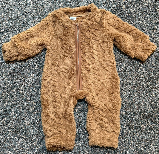 Warm Fuzzy Brown Romper