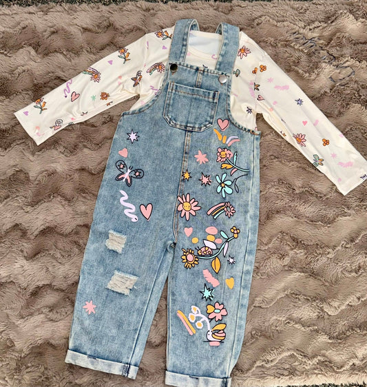 Wildflowers Denim Overalls